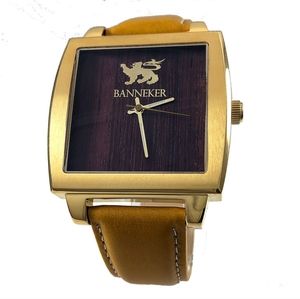 Men's Bannaker "The Baller" watch Double Gold (real wood face)